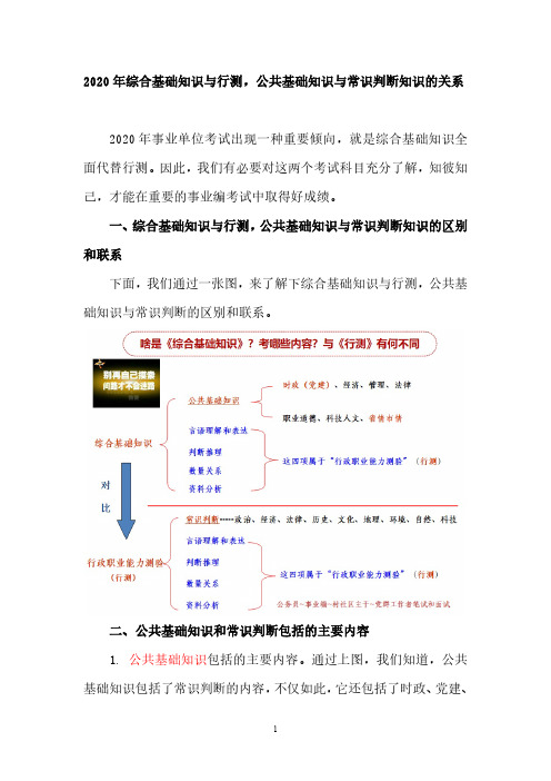 2020年综合基础知识与行测,公共基础知识与常识判断的关系,举例说明常识判断的几种经典解法