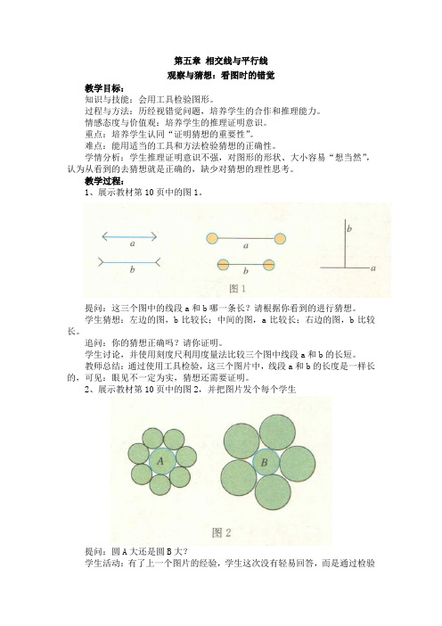 新人教版七年级数学下册《五章 相交线与平行线  5.1 相交线  观察与猜想 看图时的错觉》教案_11