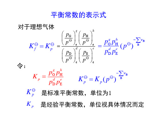 平衡常数的表示式