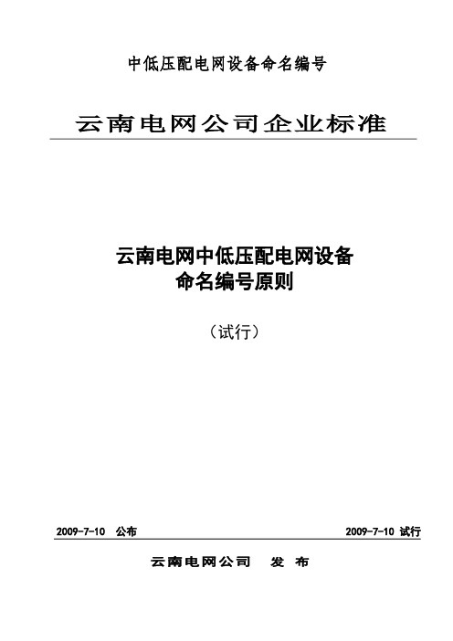 中低压配电网设备命名编号