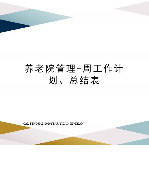 养老院管理-周工作计划、总结表