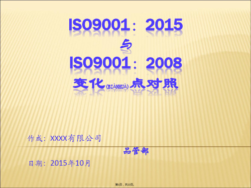 ISO9001：2015与ISO9001：2008变化点对照(共22张)