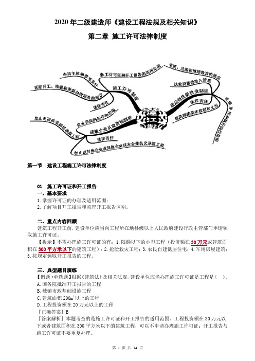 2020年二级建造师《建设工程法规及相关知识》第二章 施工许可法律制度14页