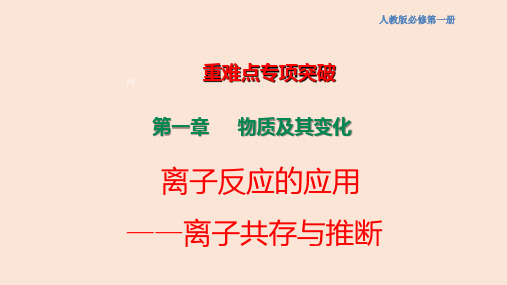 离子反应的应用——离子共存与推断-高一化学(人教版2019必修第一册)