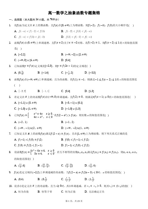 高一数学之抽象函数专题集锦-含详细解析