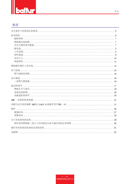 baltur燃烧器TBG210P17690030中文使用维护手册