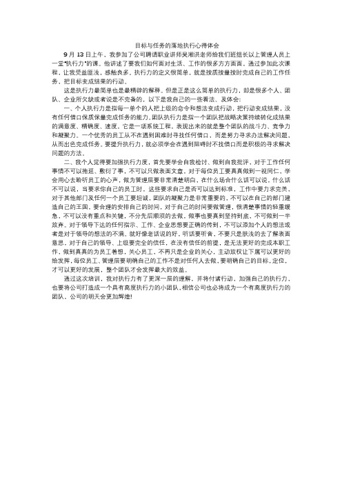 目标与任务的落地执行心得体会