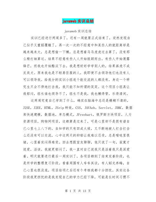 javaweb实训总结