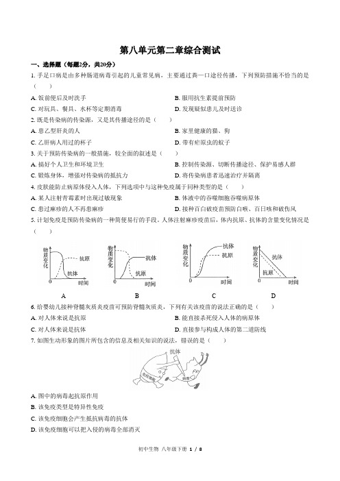 (人教版)初中生物八下 第八单元第二章综合测试03附答案