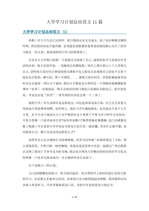 大学学习计划总结范文11篇