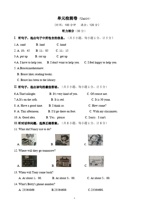 人教版九年级英语 Unit14 单元检测题含答案(word版)