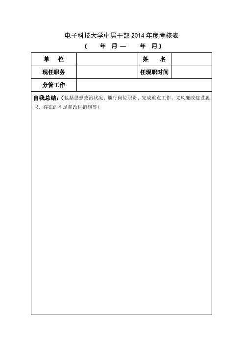 中层干部年度考核表