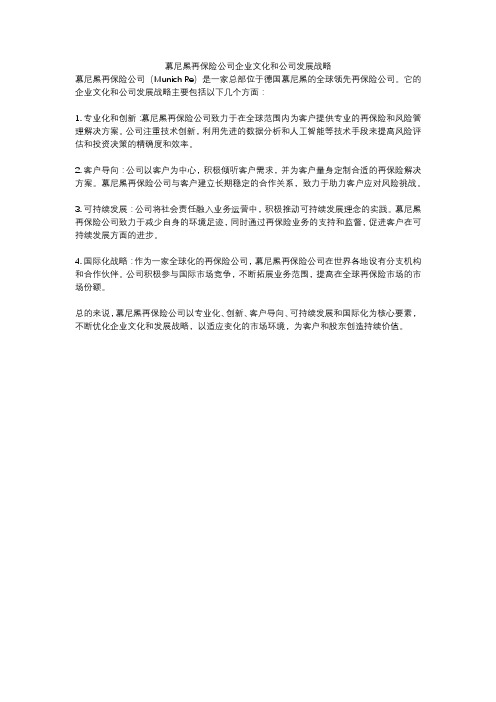 慕尼黑再保险公司企业文化和公司发展战略