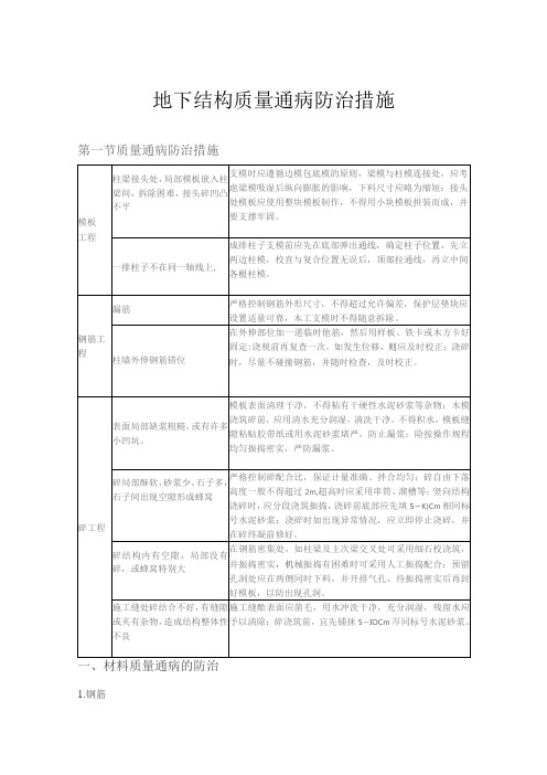 地下结构质量通病防治措施