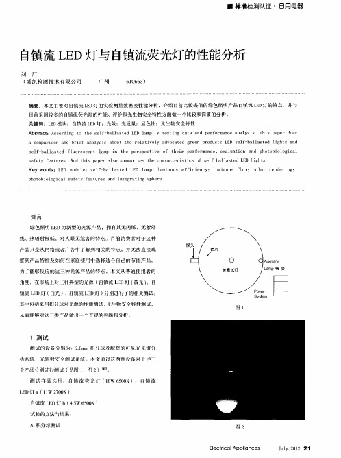 自镇流LED灯与自镇流荧光灯的性能分析