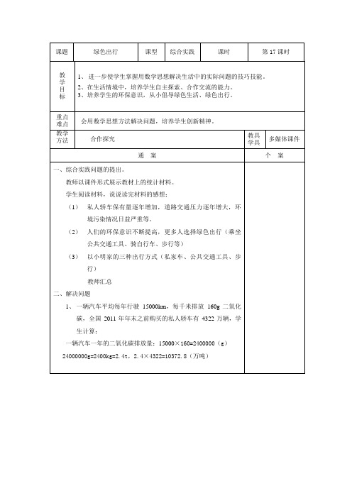 新人教版六年级数学下册《综合实践》教案