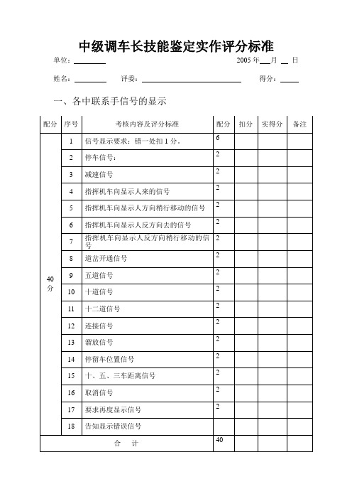 调车长技能鉴定实做评分