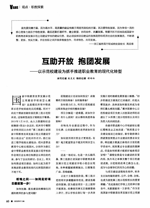 互助开放 抱团发展——以示范校建设为抓手推进职业教育的现代化转型
