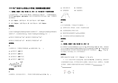 2020年广东省中山市桂山中学高二物理测试题带解析