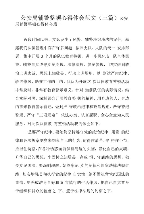 公安局辅警整顿心得体会范文(三篇)