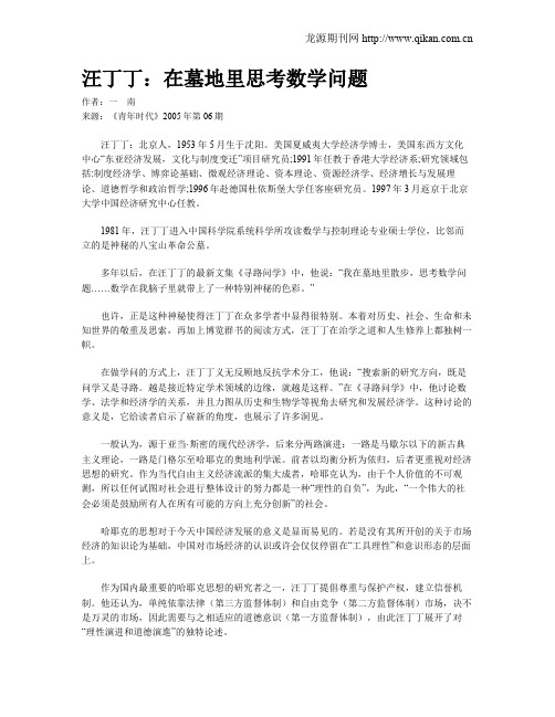 汪丁丁:在墓地里思考数学问题