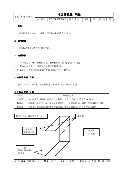 常见冲压件检验标准