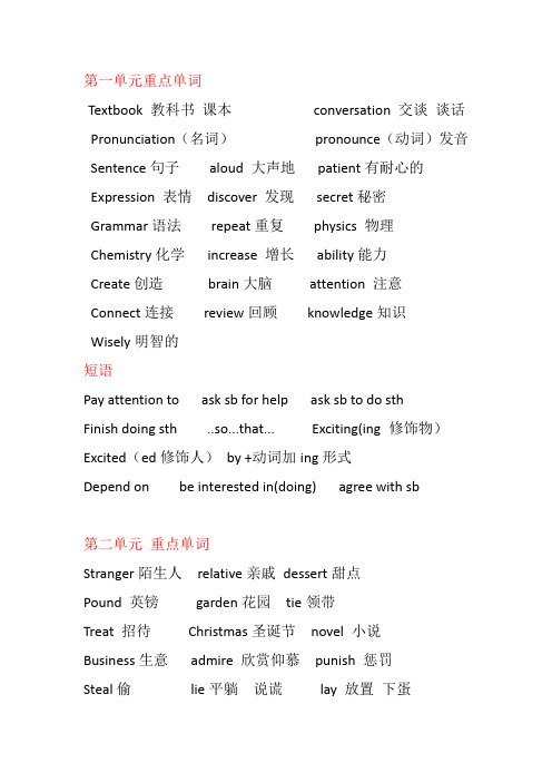 初三月考复习重点资料