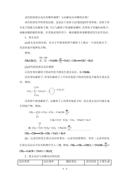 知识总结：卤代烃的消去反应的规律及与水解反应的区别