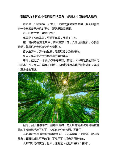 春困乏力？这盒中成药归芍地黄丸，是肝木生发的强大后盾