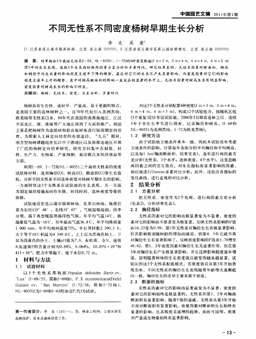 不同无性系不同密度杨树早期生长分析