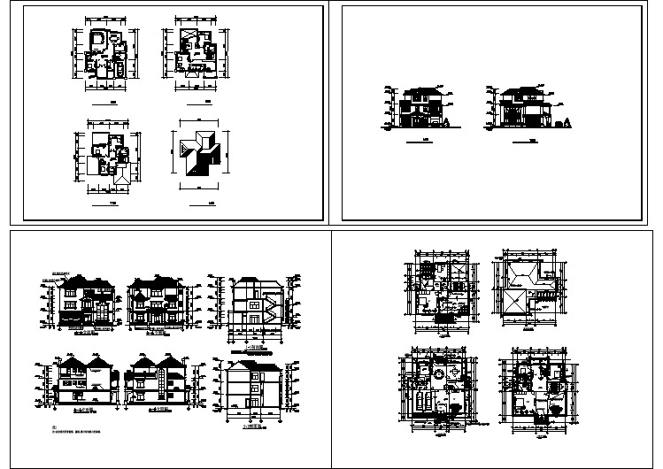 三层独栋现代别墅建筑设计施工图纸