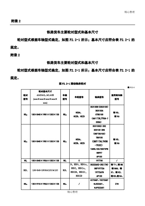 铁路货车主要轮对型式和基本尺寸