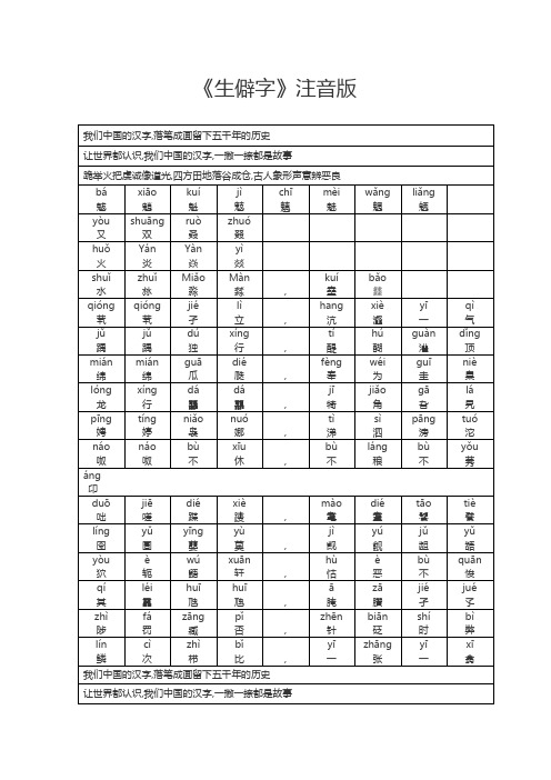 生僻字(歌词注音版分格)