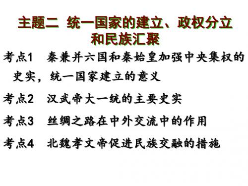 统一国家的建立、政权分立和民族汇聚 复习课件