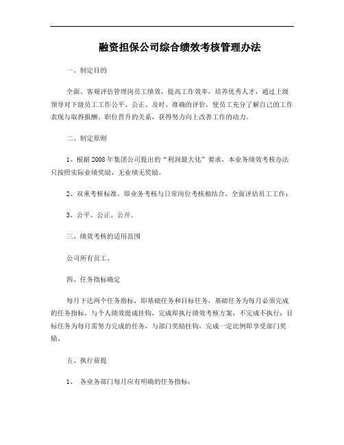 融资担保公司绩效考核办法DOC