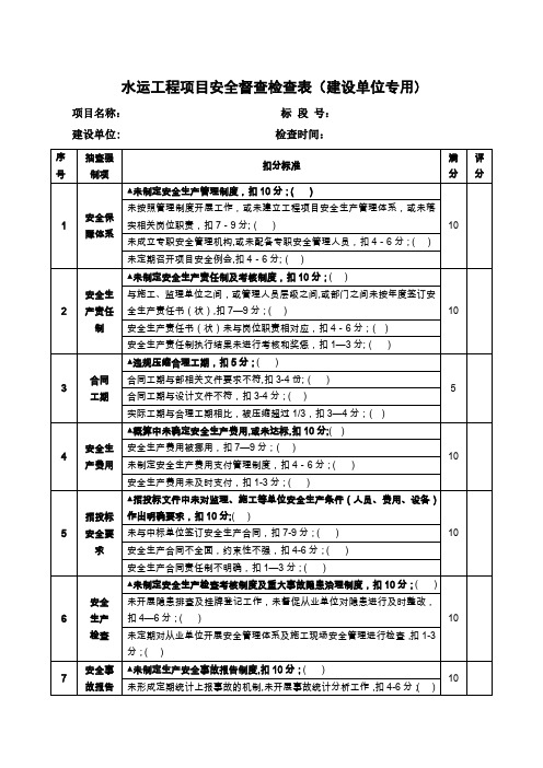 水运工程项目安全督查检查表