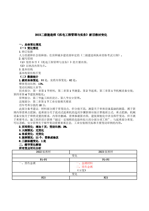 【机电】2023年二级建造师-新教材解读(详细版)