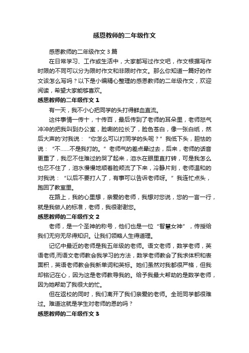 感恩教师的二年级作文3篇