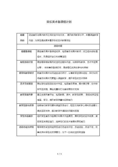 音乐美术备课组计划