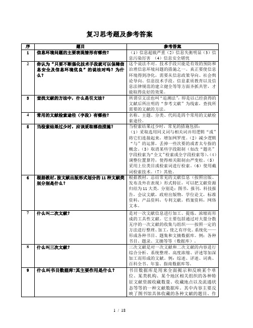 信息检索与利用-复习思考资料