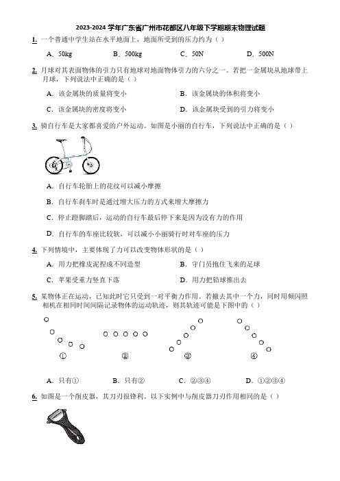 2023-2024学年广东省广州市花都区八年级下学期期末物理试题