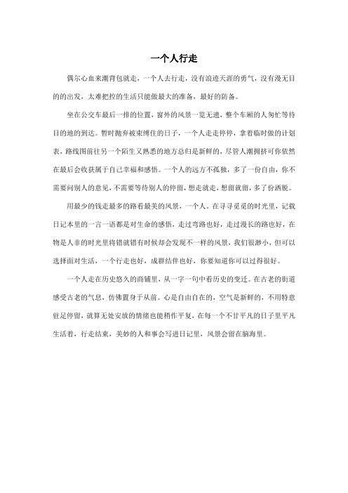 一个人行走_高中高三作文500字