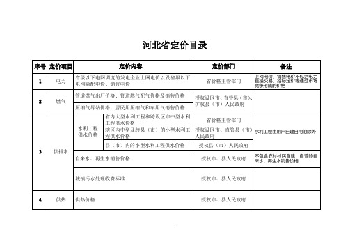 河北省定价目录