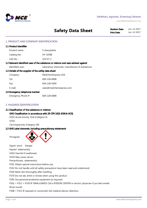 5-Azacytidine_SDS_MedChemExpress