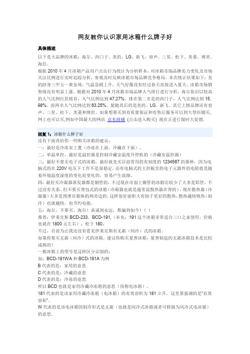 网友教你认识家用冰箱什么牌子好