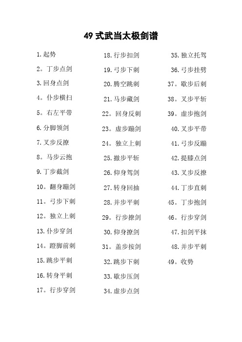 49式武当太极剑谱