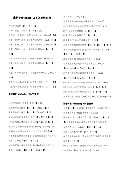 最新Photoshop_CS5快捷键大全