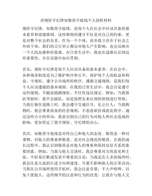 讲规矩守纪律知敬畏守底线个人剖析材料