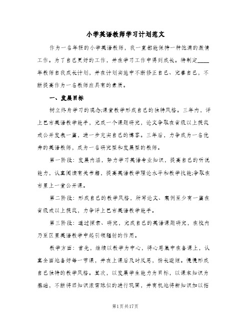 2024年小学英语教师学习计划范文（6篇）