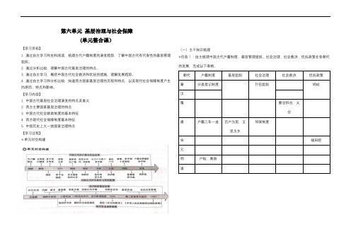 统编版选择性必修一第六单元 基层治理与社会保障学案